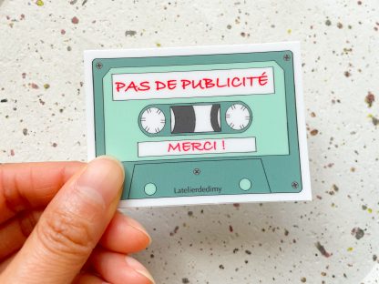 Autocollant Stop pub vintage cassette audio – Image 2