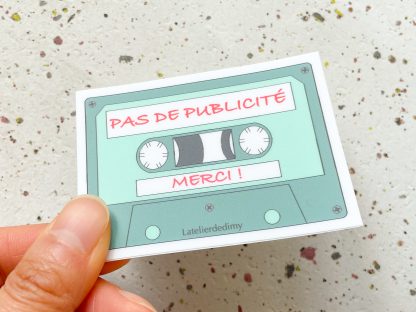 Autocollant Stop pub vintage cassette audio – Image 3